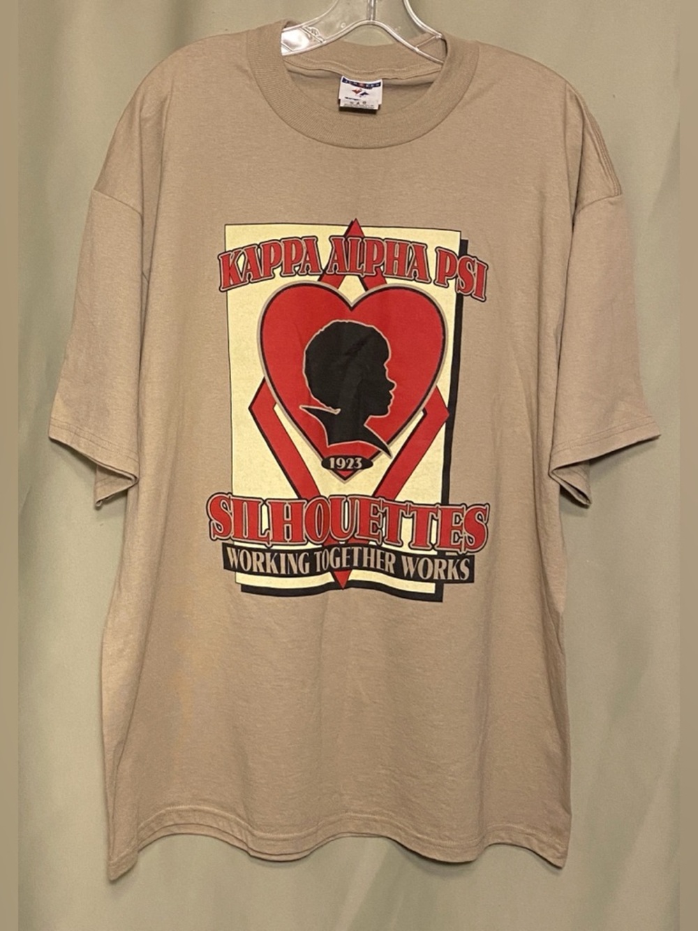 Vintage Jerzees Tan Kappa Alpha Psi Silhouettes Short Sleeve Tee Size XL